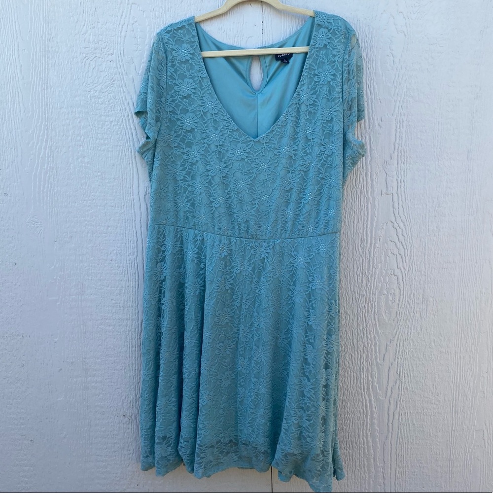 Teal Torrid Floral Lace Dress